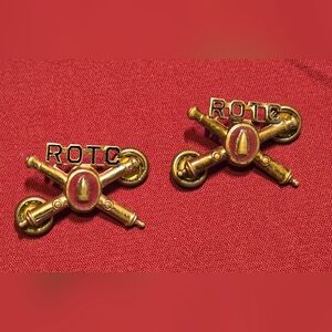 *Rare* WWII 1930s ROTC Coast Artillery Officers Collar Insignias Lot of 2